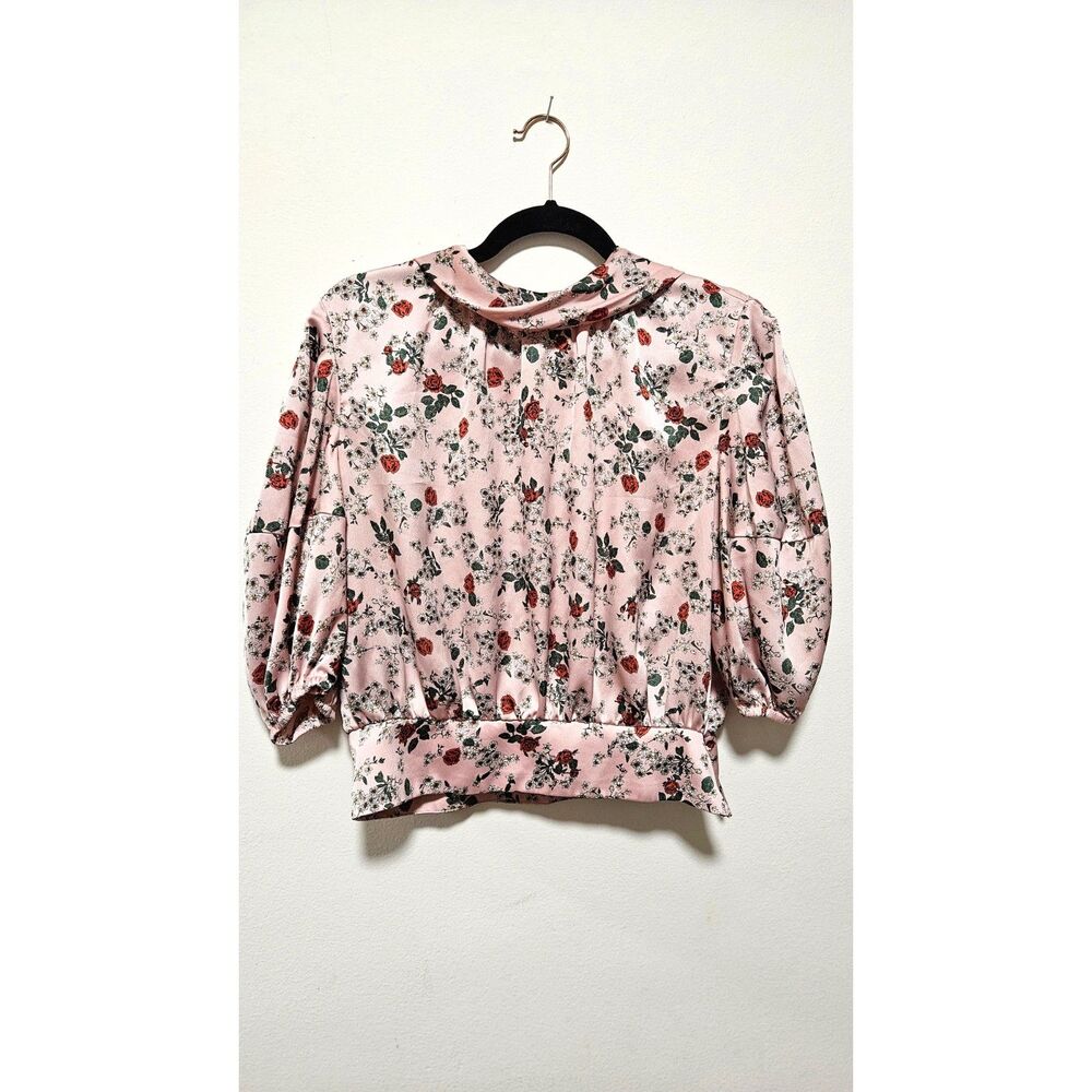 Zara Pink Floral Puff Sleeve Blouse Cottagecore L